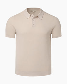 Mens | Cotton Textured Knit Polo | Stone