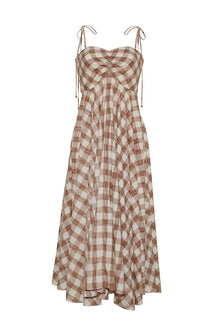Sunray Dress | Sketched Plaid Brown