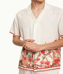 Maitan Blossom Season Print Relaxed Fit Capri Collar Shirt | Red