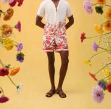 Maitan Blossom Season Print Relaxed Fit Capri Collar Shirt | Red