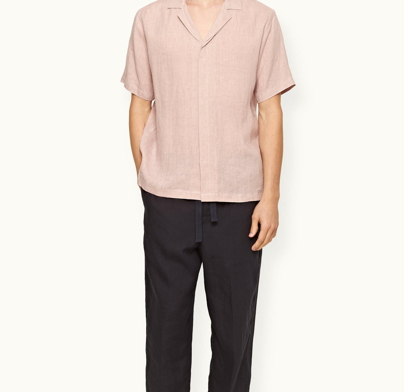 Maitan Relaxed Fit Capri Collar Italian Linen Shirt | Seashell Pink