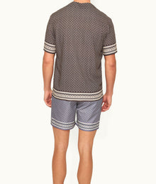 Maitan Solmio Print Relaxed Fit Capri Collar Shirt | Truffle