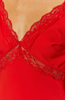 Malia Lace Detail Mini Dress | Red