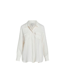 Mandy Silk Relaxed Flap Pocket Shirt | Brilliant White
