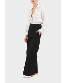 Mandy Silk Relaxed Flap Pocket Shirt | Brilliant White