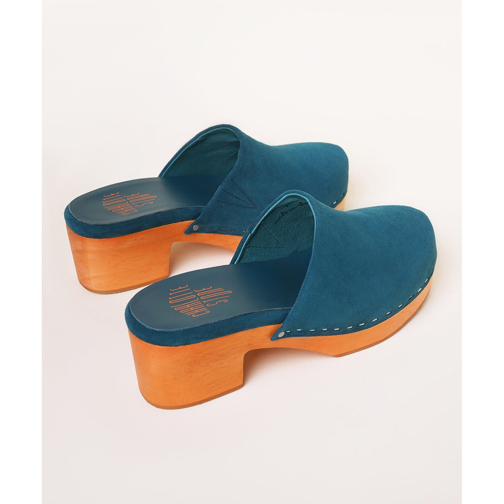 Martino Low Heel Wooden Clog | Dark Teal