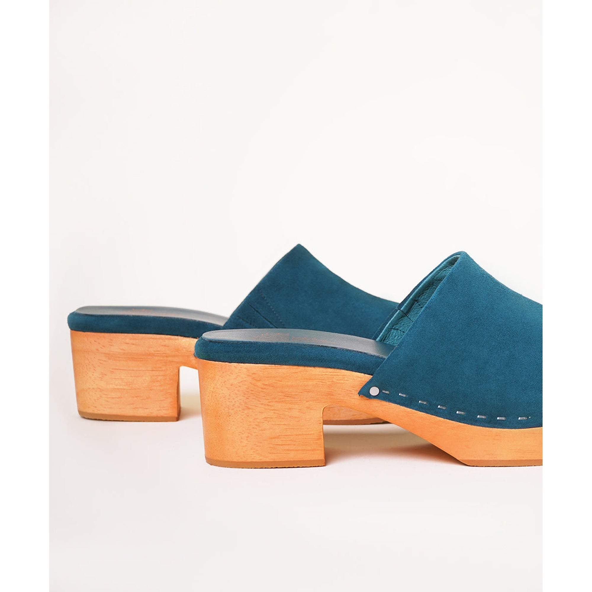 Martino Low Heel Wooden Clog | Dark Teal