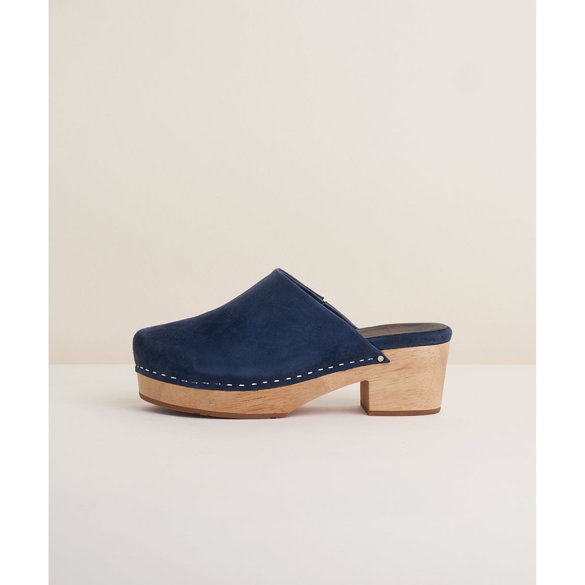 Martino Low Heel Wooden Clog | Navy