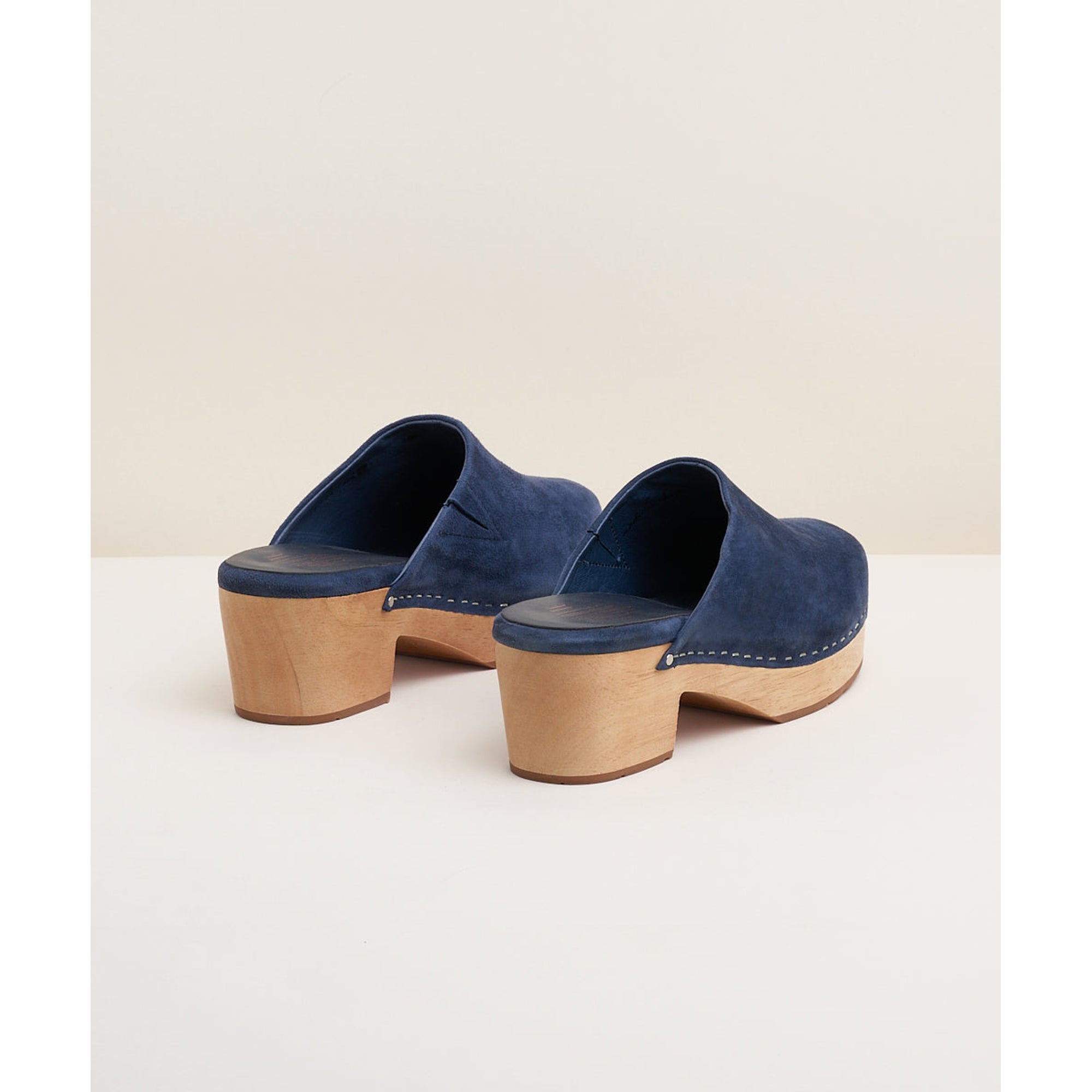 Martino Low Heel Wooden Clog | Navy