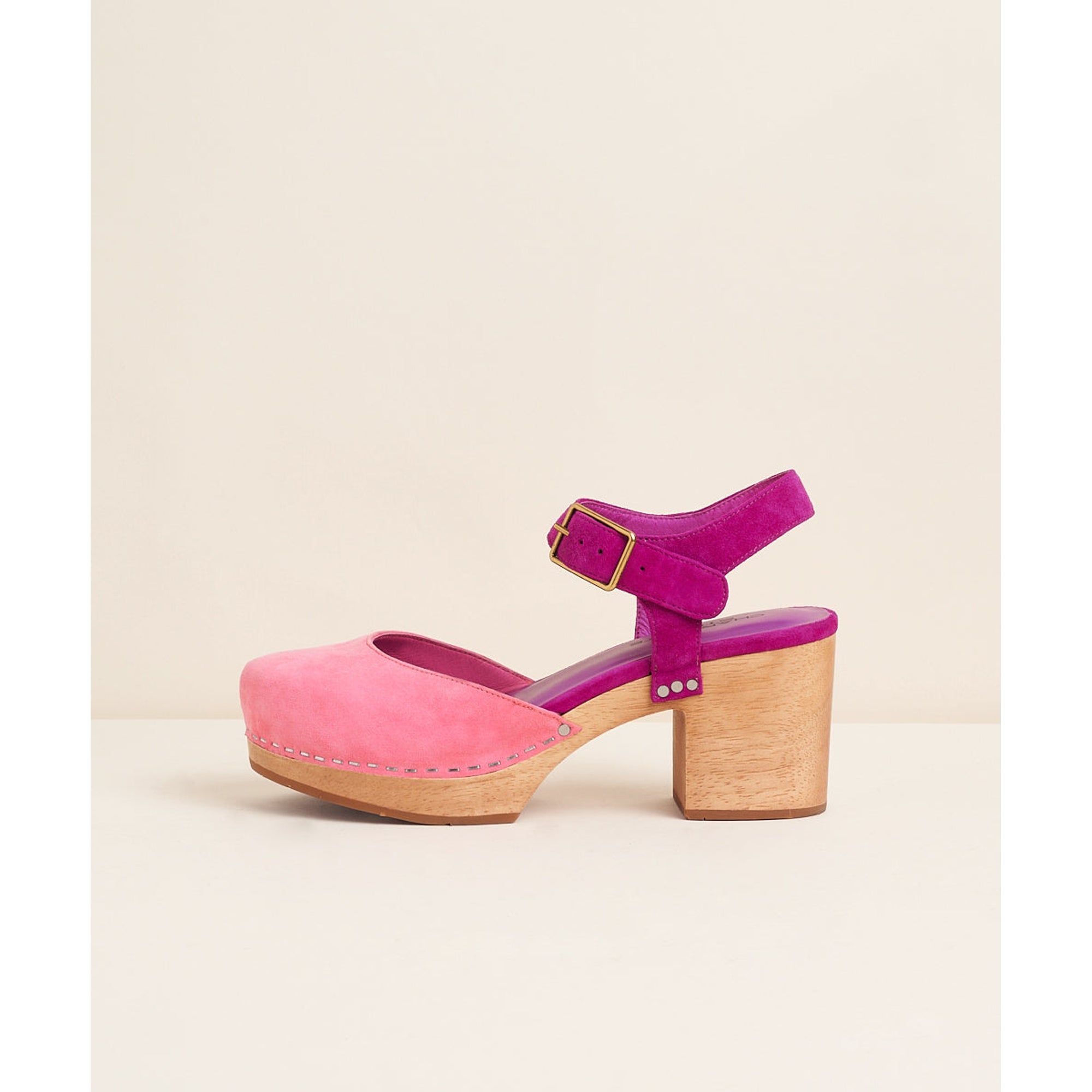 Maud Two Tone Mary Jane Clog | Flamingo