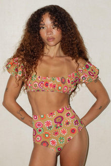 Added Coverage High Rise Bikini Bottom | Mazzy Floral