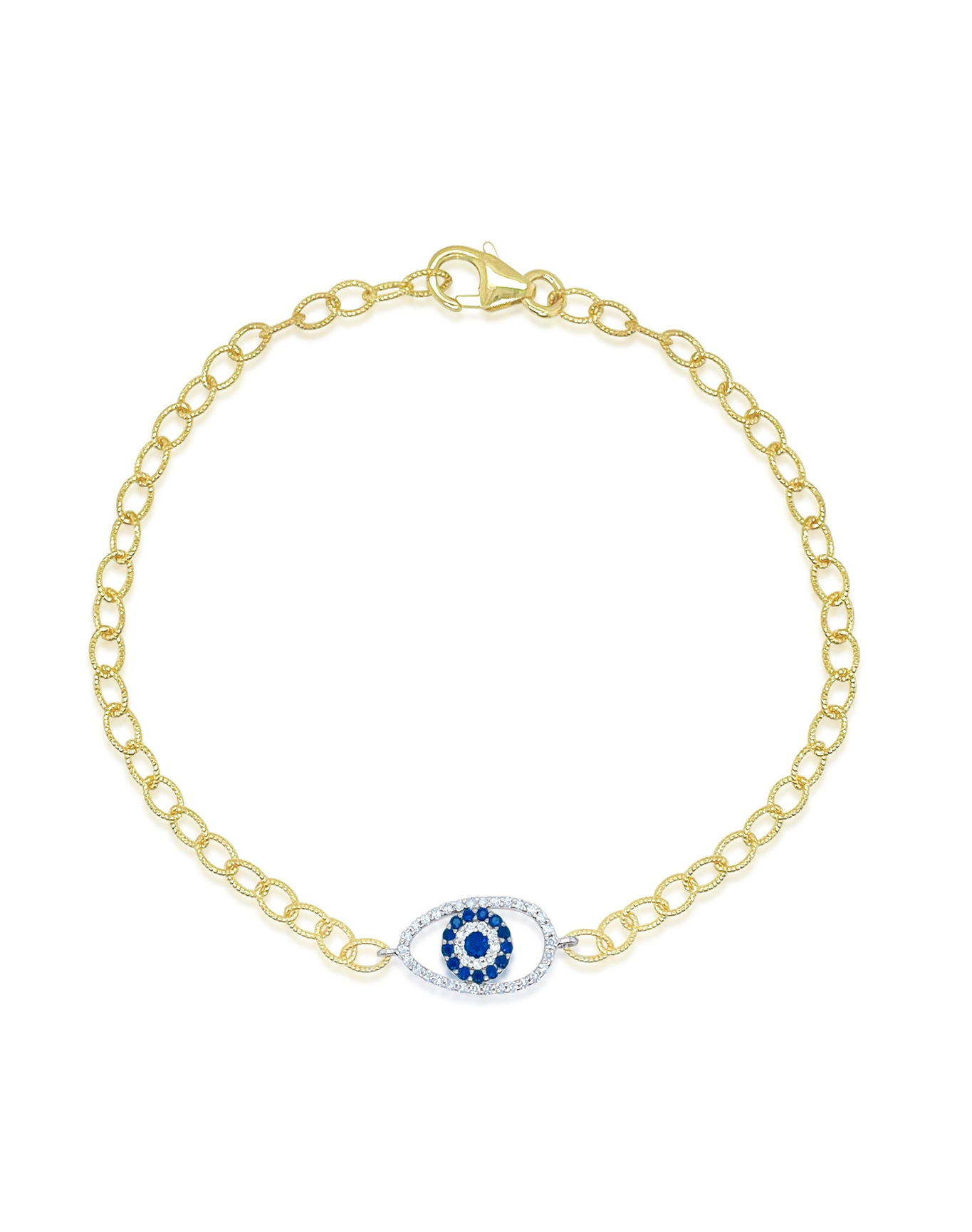 Meira T Italian Link Chain Evil Eye Blue Sapphire Bracelet | 14kt Yellow Gold