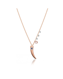 Meira T Silver and Diamond Evil Eye Horn Inspired Necklace with Off-Centered Side Charms | Rose Gold