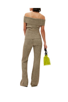 Melange Knit Off Shoulder Top | Brandy Brown
