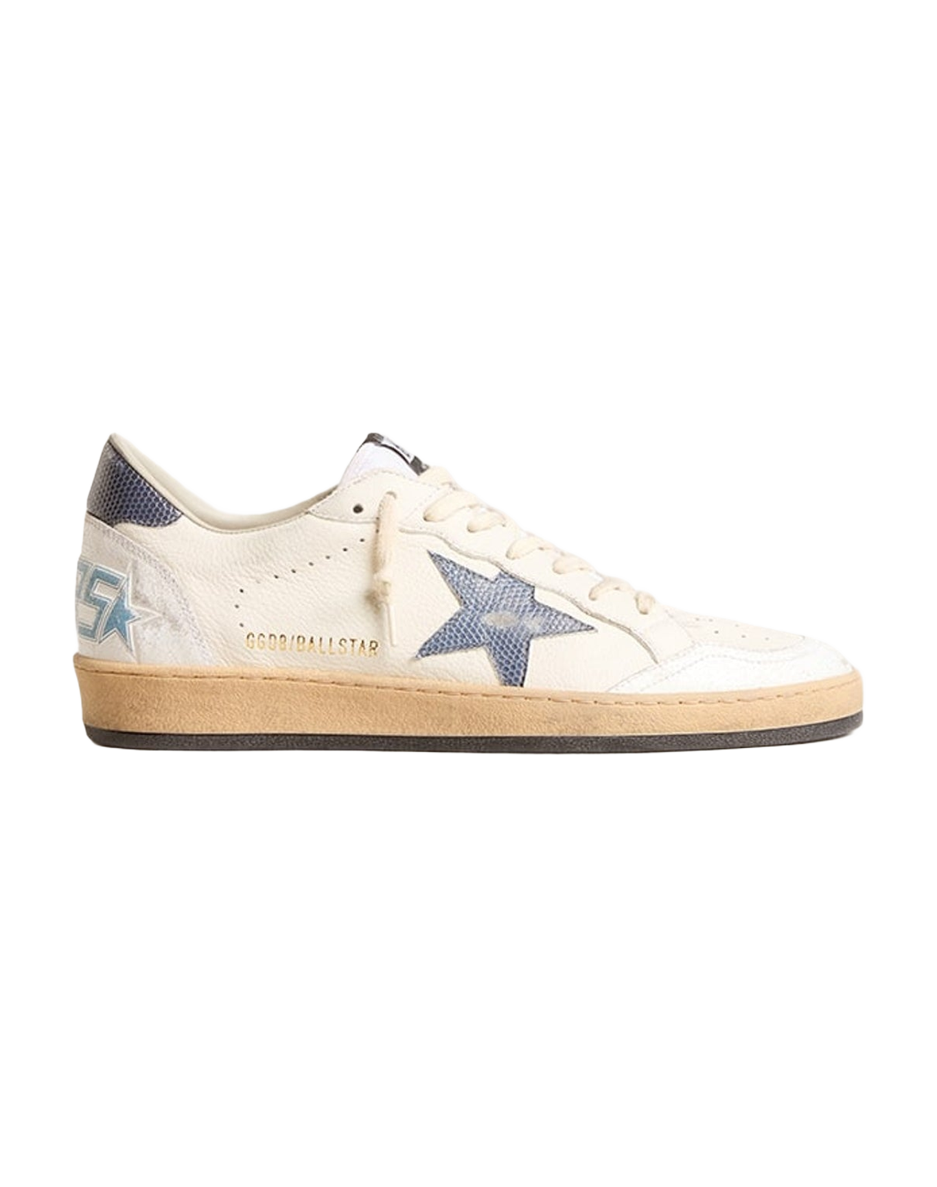 Men | Ball-Star White Nappa with Blue Star & Heel Tab | White x Dusty Blue