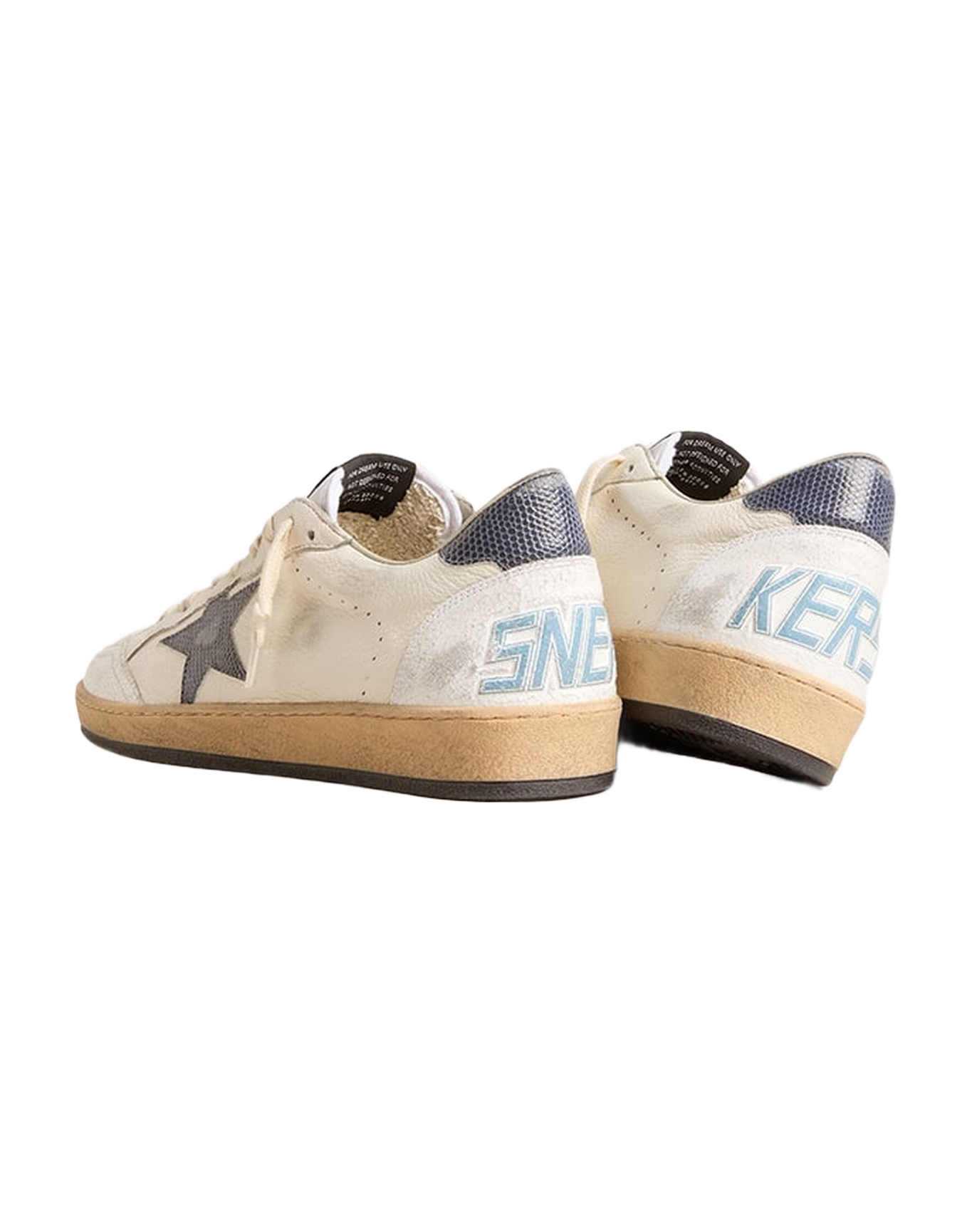 Men | Ball-Star White Nappa with Blue Star & Heel Tab | White x Dusty Blue