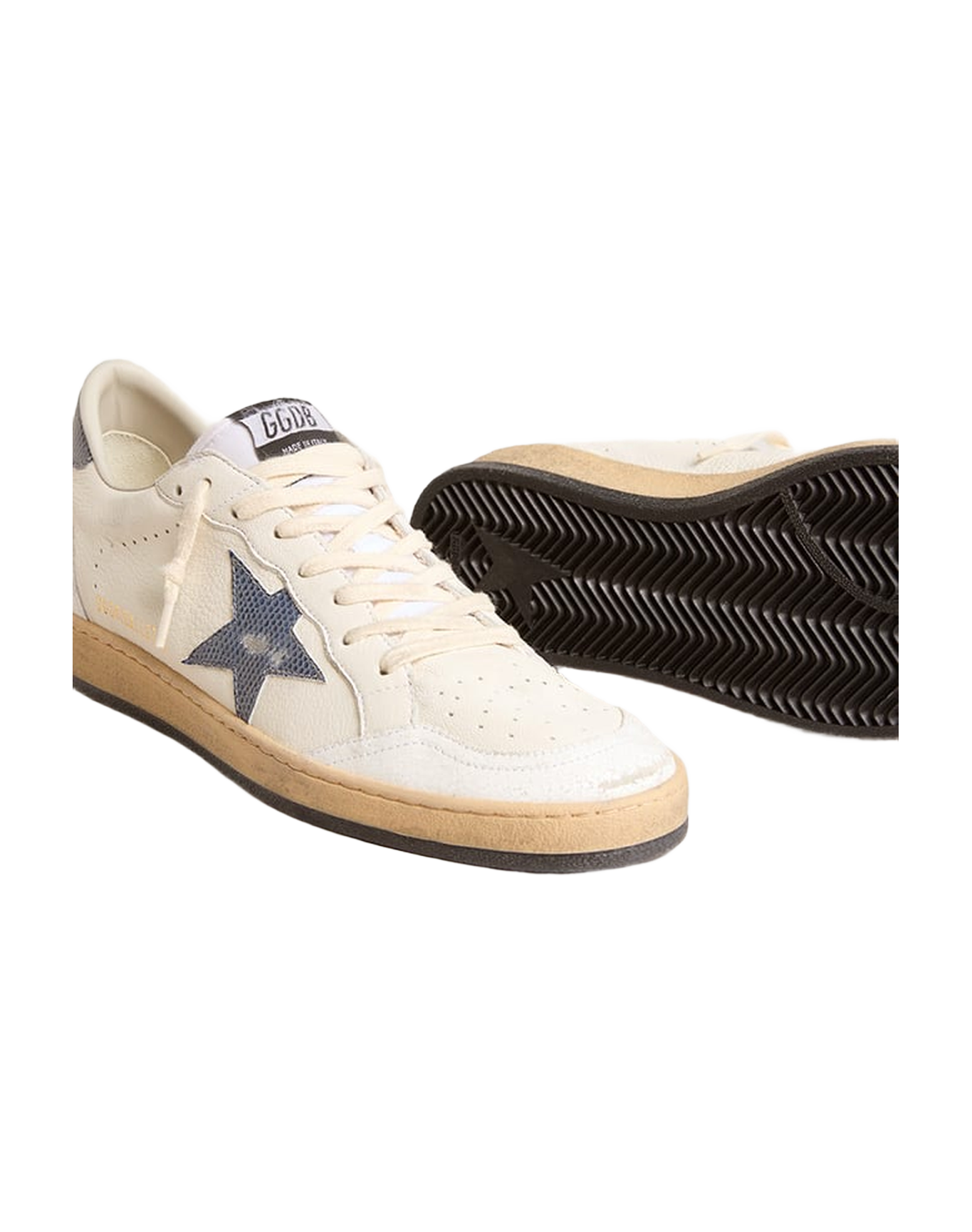 Men | Ball-Star White Nappa with Blue Star & Heel Tab | White x Dusty Blue