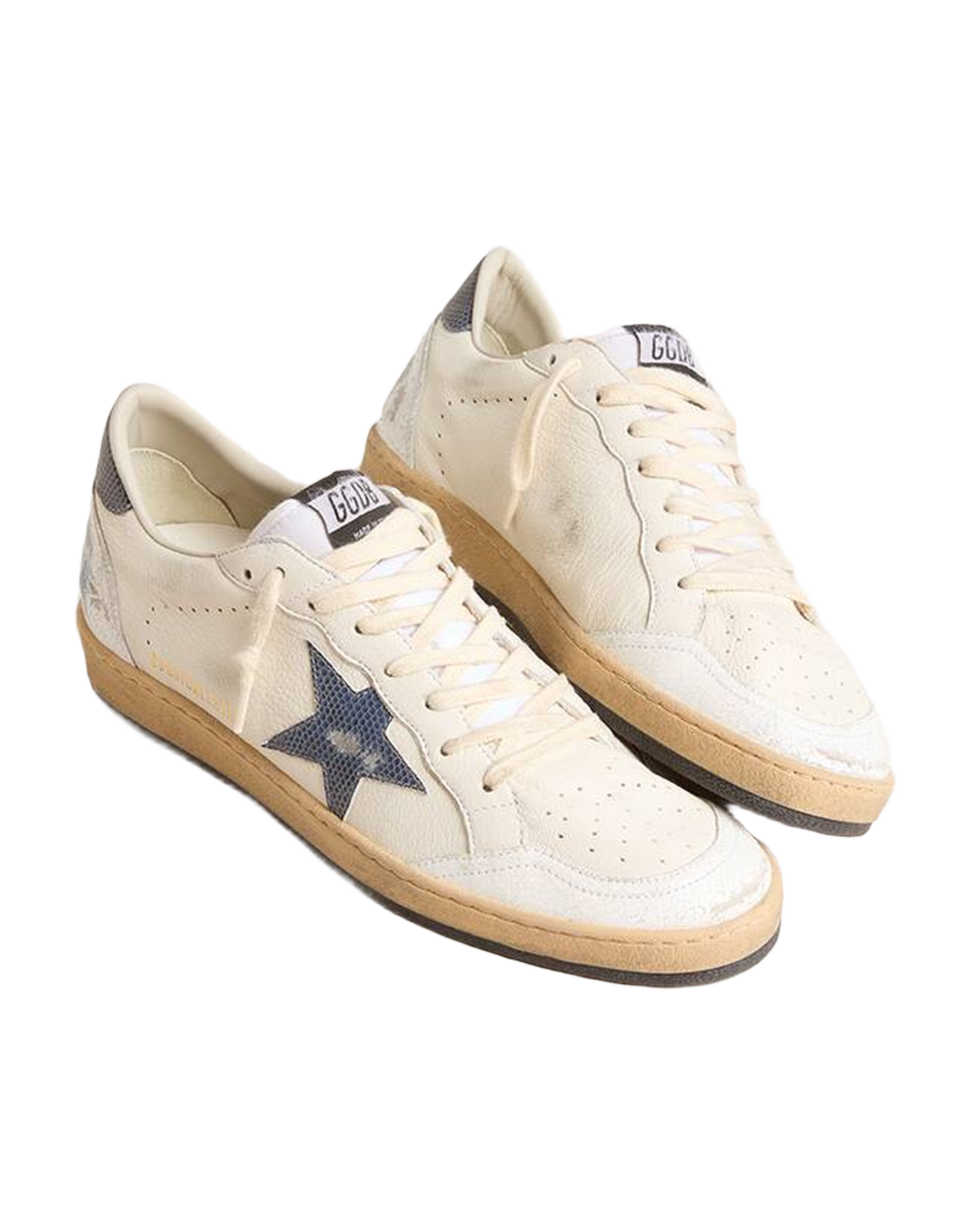 Men | Ball-Star White Nappa with Blue Star & Heel Tab | White x Dusty Blue