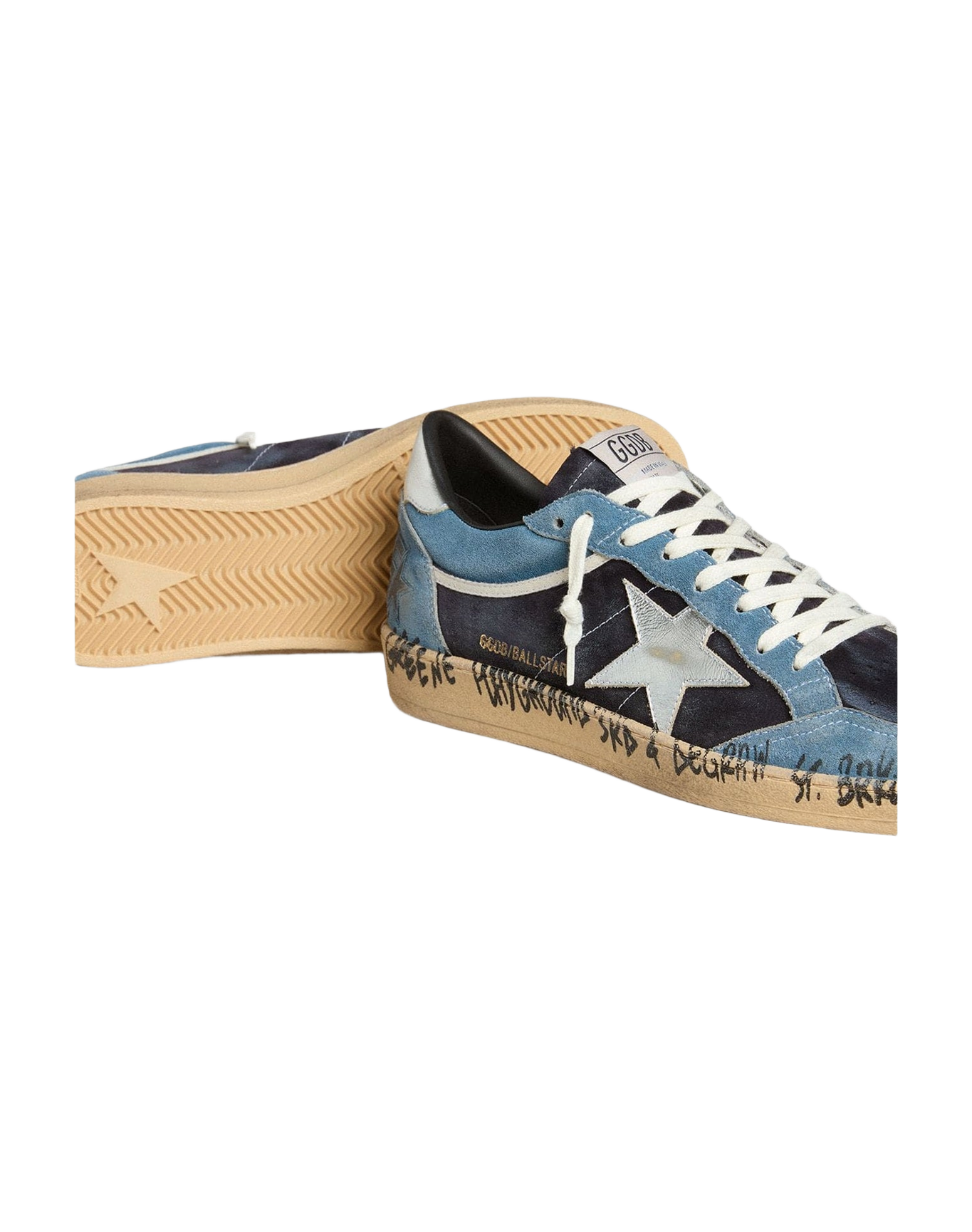 Men | Ball Star Blue Suede with Silver Star & Heel Tab | Bluette x Dark Blue x Silver