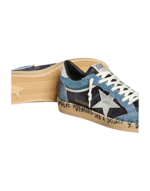Men | Ball Star Blue Suede with Silver Star & Heel Tab | Bluette x Dark Blue x Silver