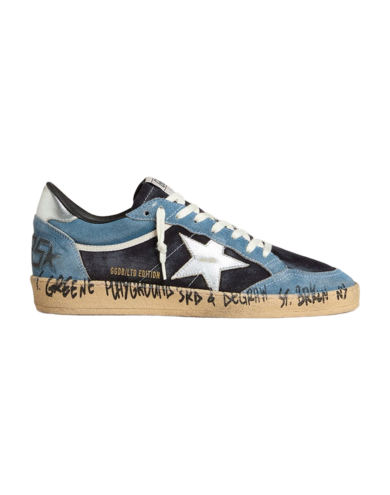 Men | Ball Star Blue Suede with Silver Star & Heel Tab | Bluette x Dark Blue x Silver