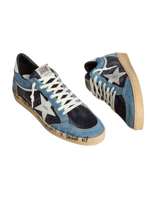 Men | Ball Star Blue Suede with Silver Star & Heel Tab | Bluette x Dark Blue x Silver
