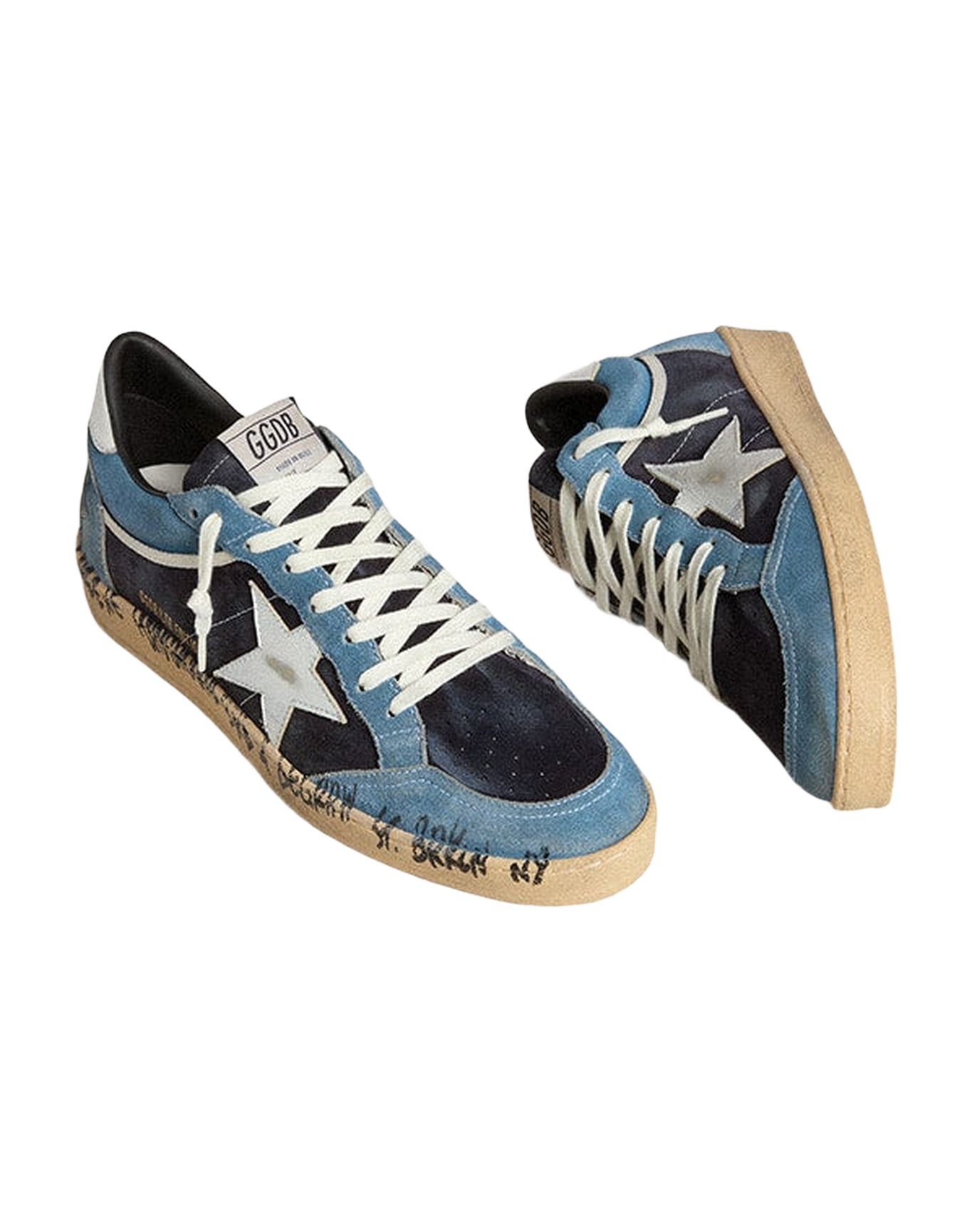 Men | Ball Star Blue Suede with Silver Star & Heel Tab | Bluette x Dark Blue x Silver