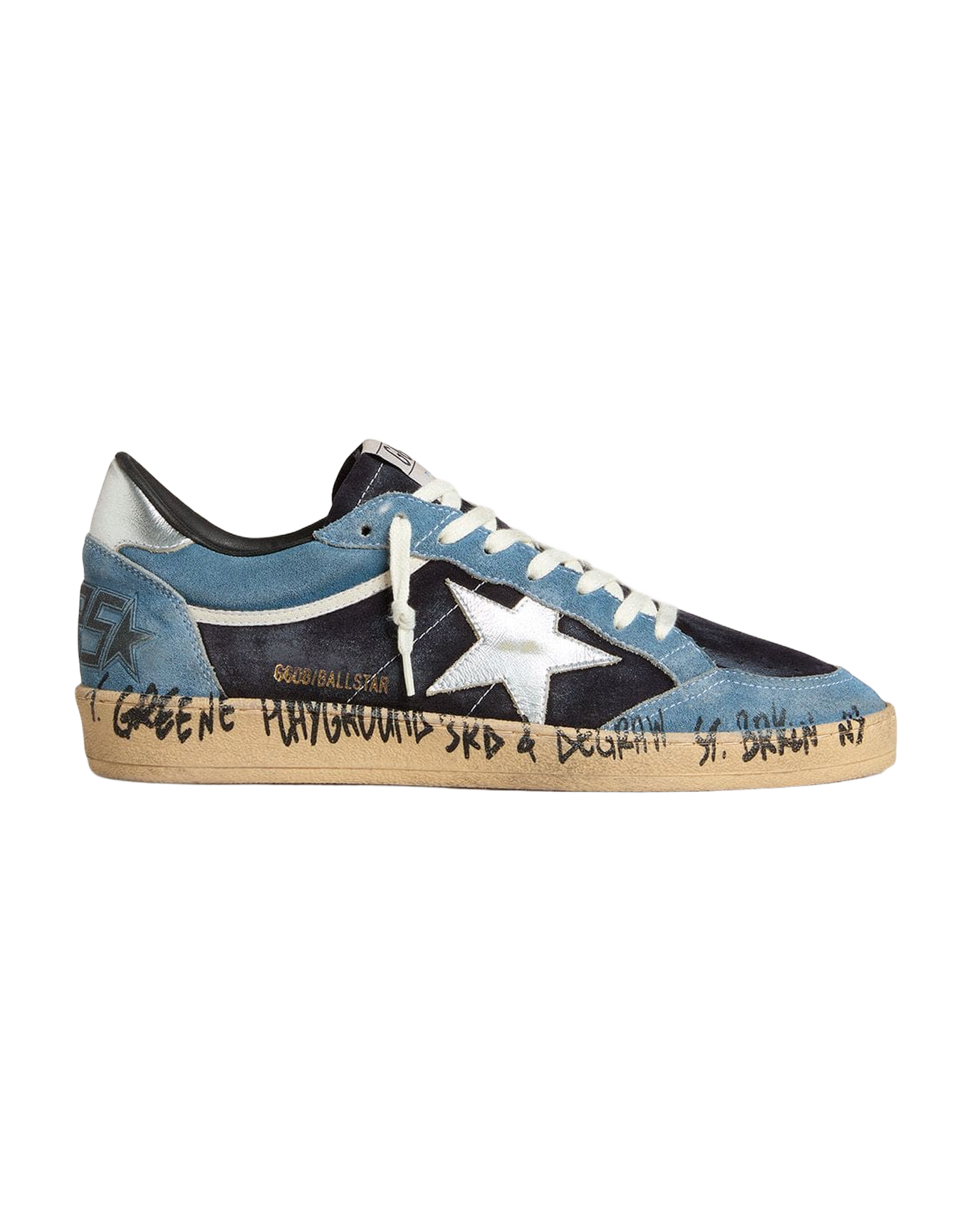Men | Ball Star Blue Suede with Silver Star & Heel Tab | Bluette x Dark Blue x Silver