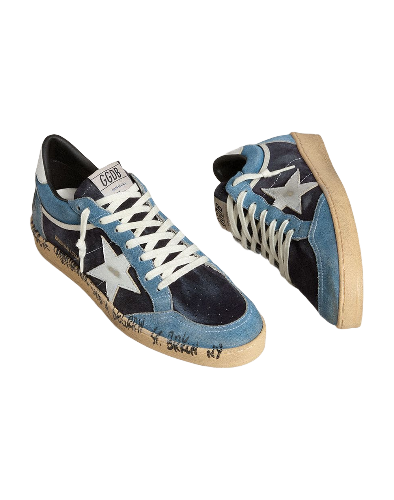 Men | Ball Star Blue Suede with Silver Star & Heel Tab | Bluette x Dark Blue x Silver