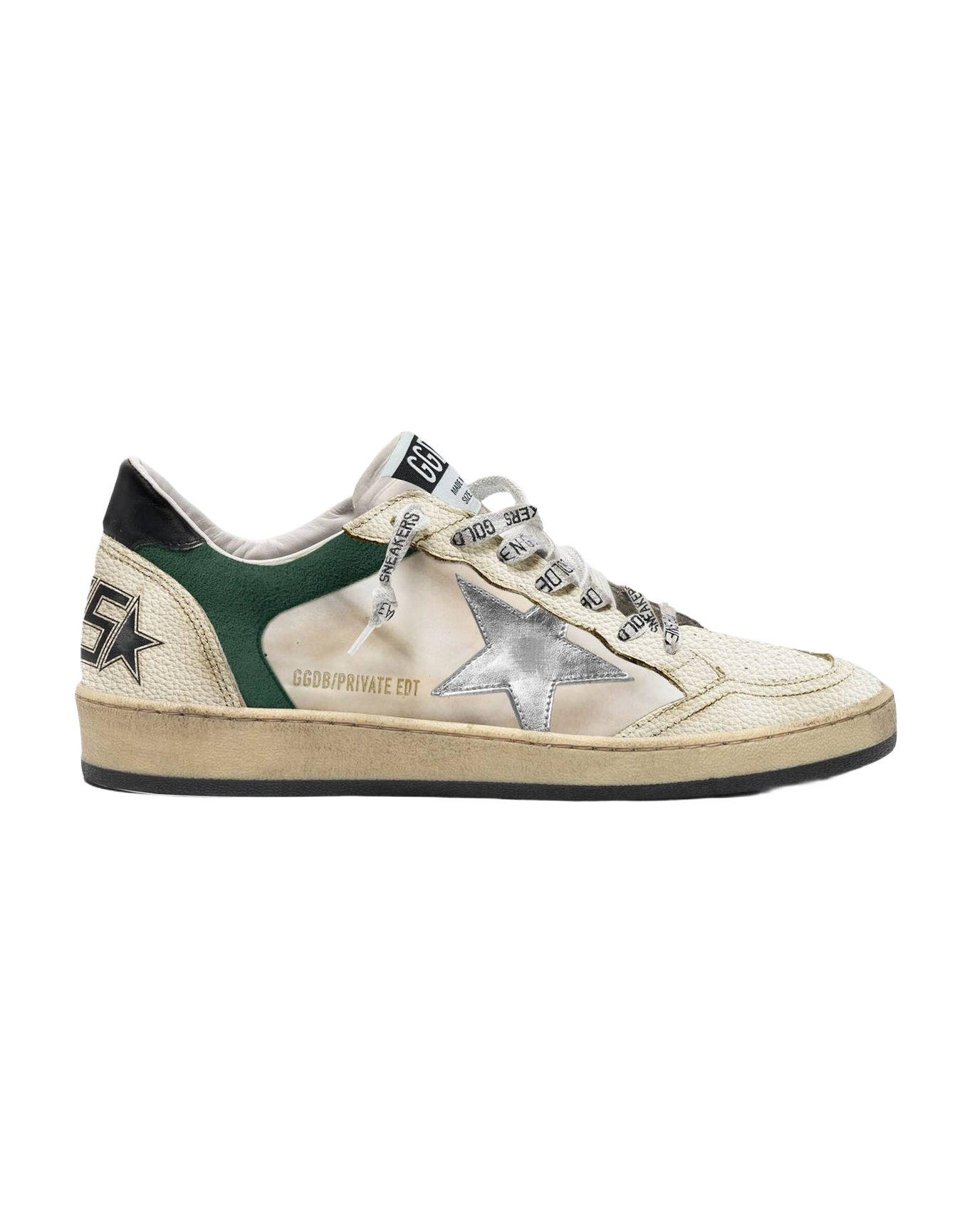 Men | Ball Star White & Green Leather with Silver Star | White x Green x Black