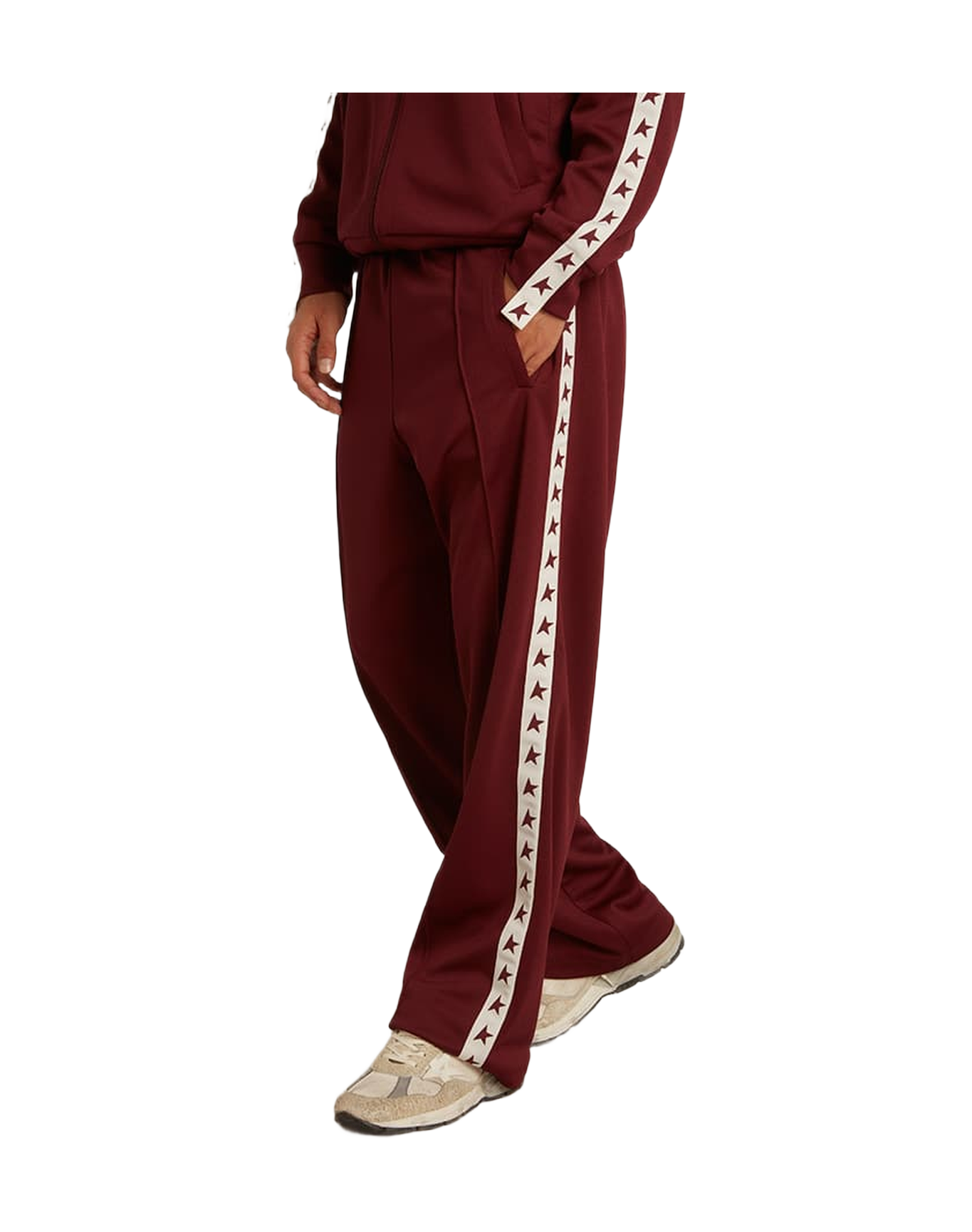 Men | Burgundy Joggers with Stars On The Sides | Windsor Wine x White