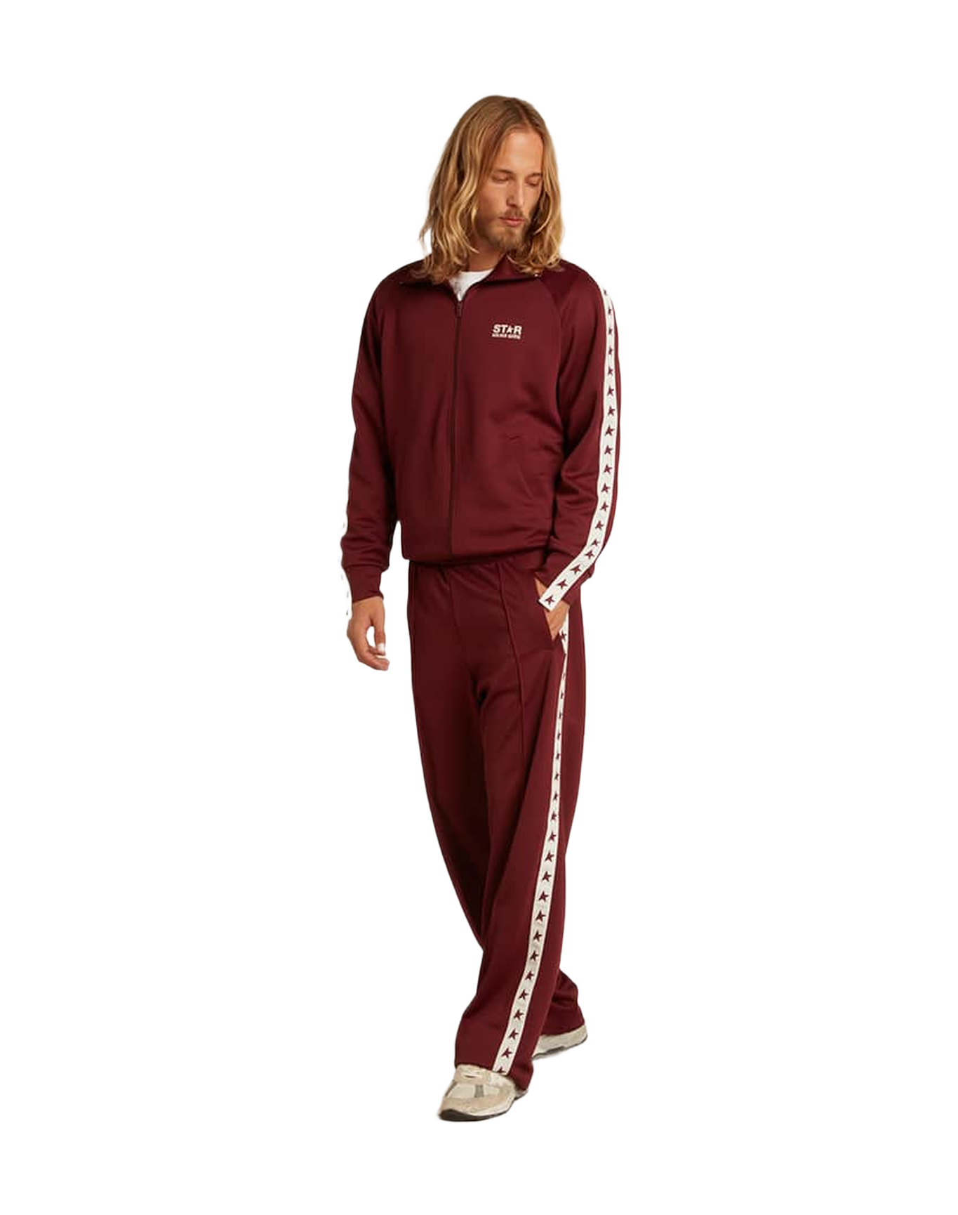 Men | Burgundy Joggers with Stars On The Sides | Windsor Wine x White