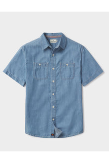 Men | Chambray Short Sleeve Button Up | Medium Wash
