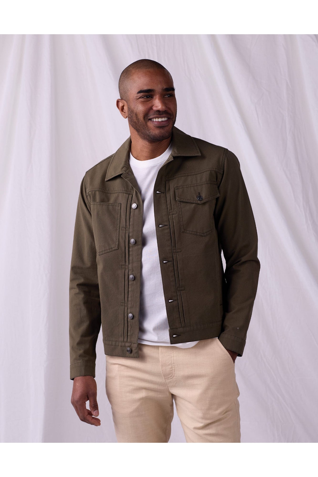 Men | James Canvas Trucker | Dark Moss