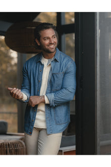 Men | Lightweight Denim Overshirt | Medium Wash