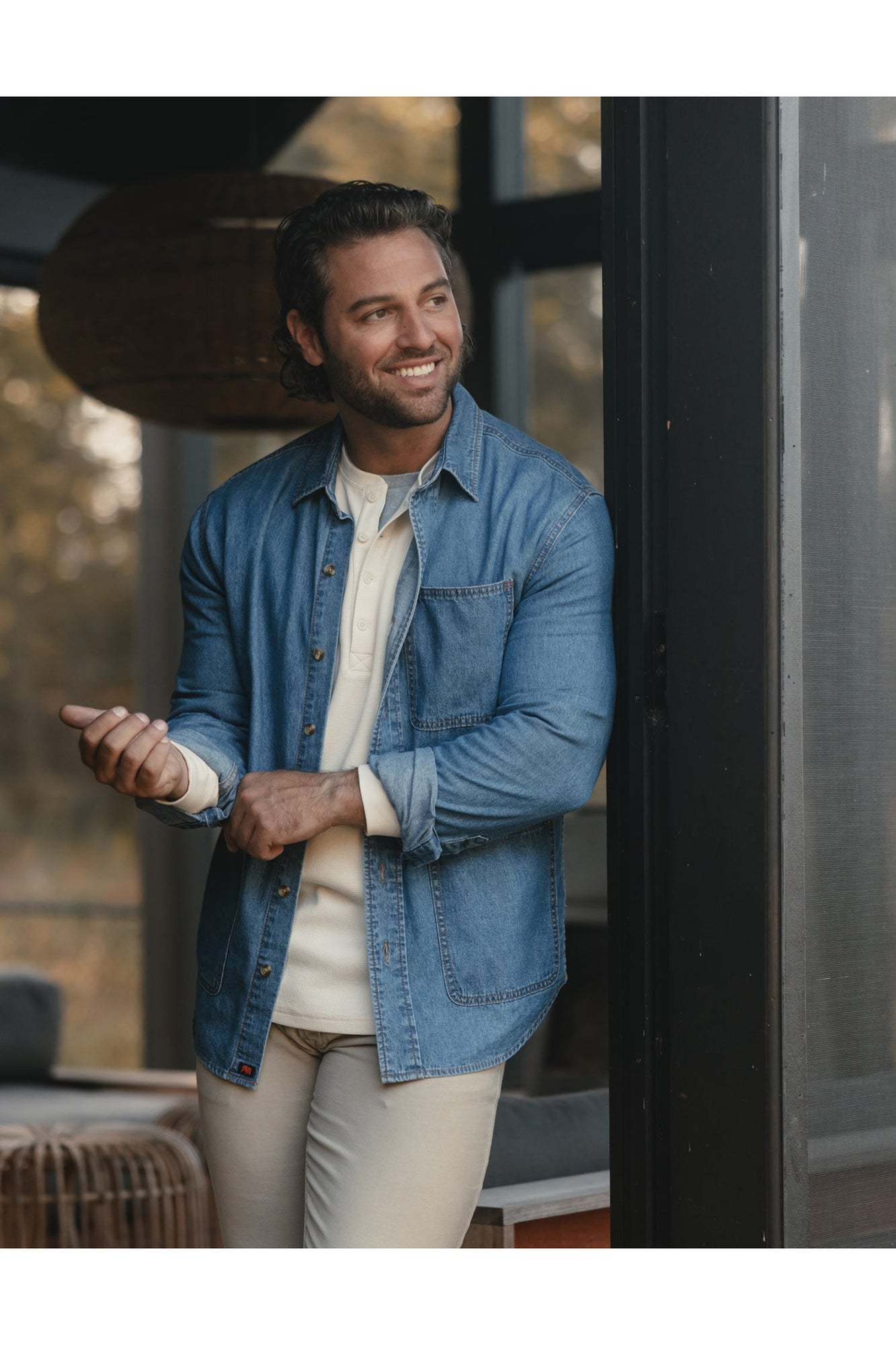 Men | Lightweight Denim Overshirt | Medium Wash