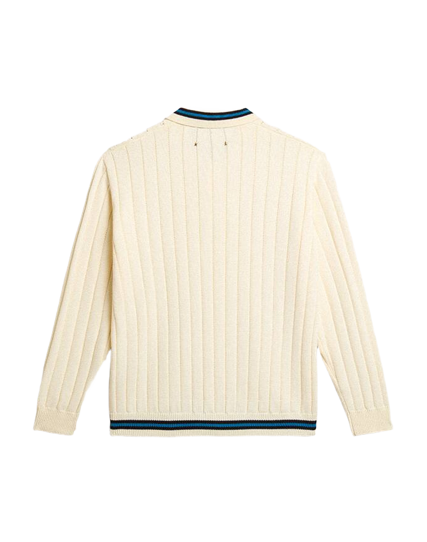 Men | Long-Sleeved Polo Shirt with Perforated Details | Heritage White x Blue