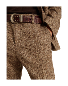 Men | Pants Beige & Brown Wool & Silk Blend Fabric | Beige x Brown x Bluette