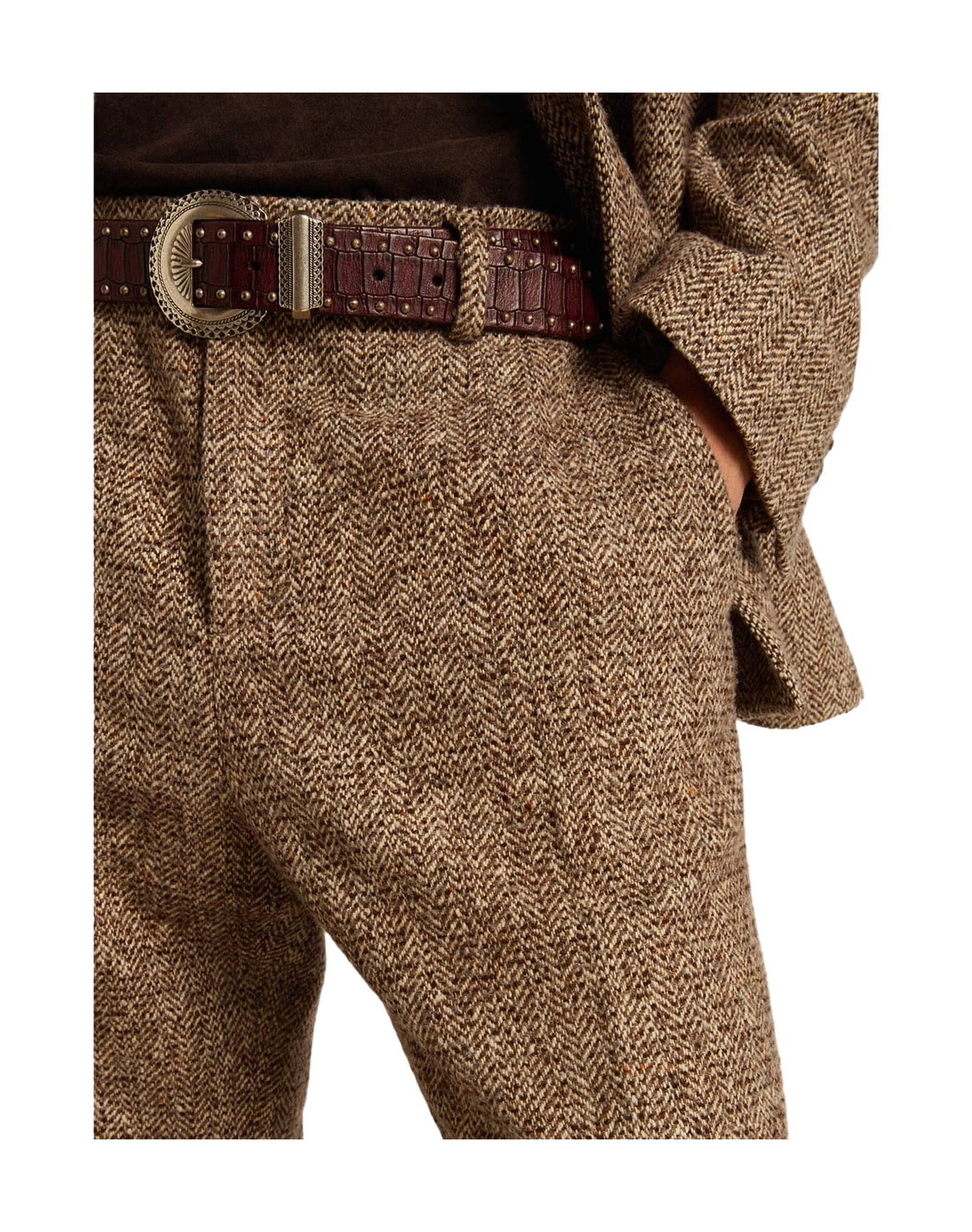 Men | Pants Beige & Brown Wool & Silk Blend Fabric | Beige x Brown x Bluette