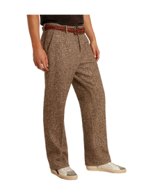 Men | Pants Beige & Brown Wool & Silk Blend Fabric | Beige x Brown x Bluette
