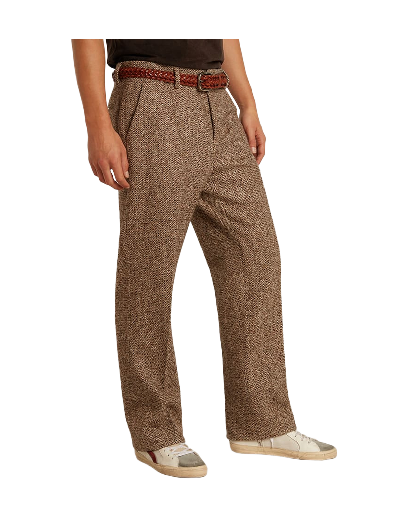 Men | Pants Beige & Brown Wool & Silk Blend Fabric | Beige x Brown x Bluette