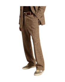 Men | Pants Beige & Brown Wool & Silk Blend Fabric | Beige x Brown x Bluette