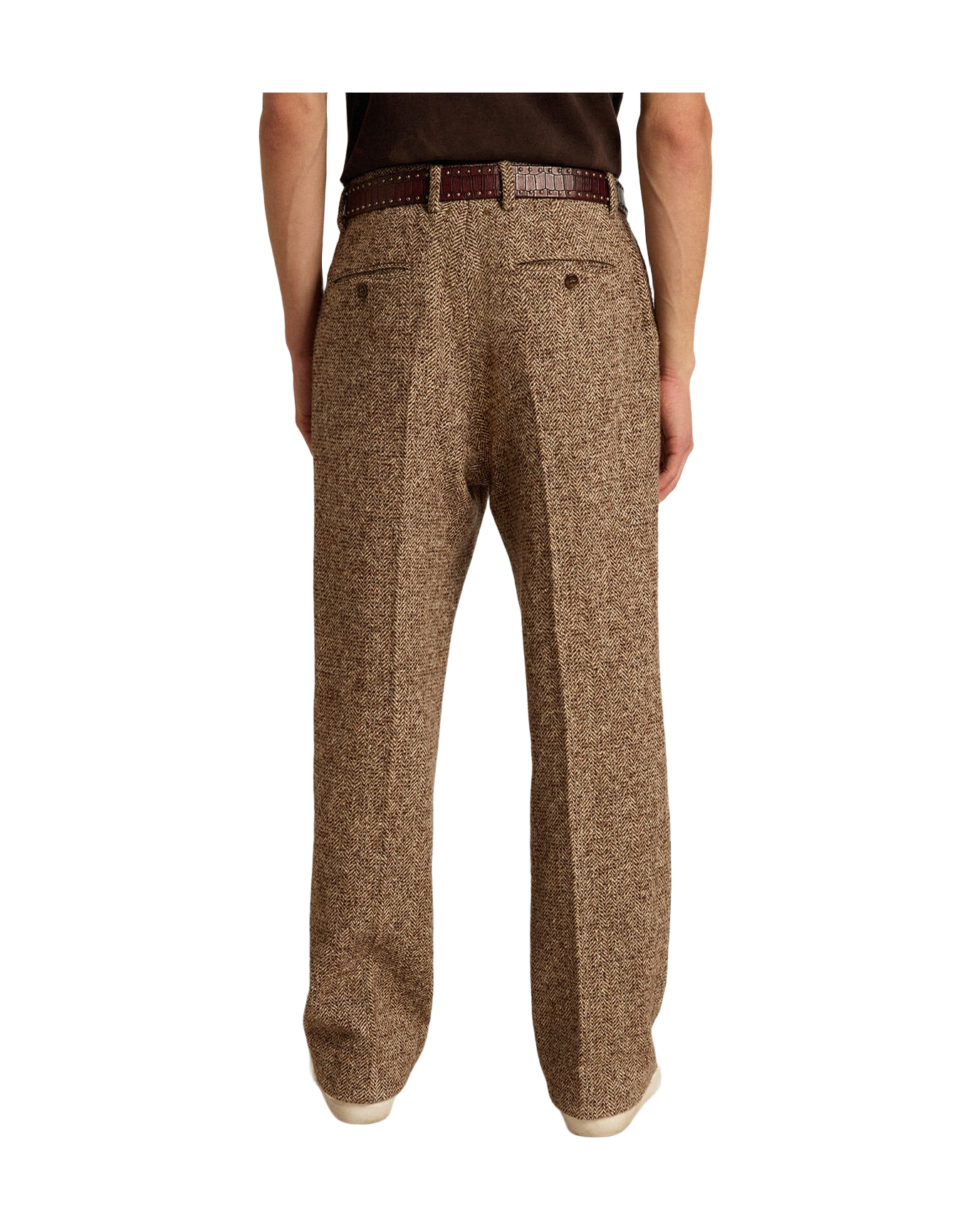 Men | Pants Beige & Brown Wool & Silk Blend Fabric | Beige x Brown x Bluette