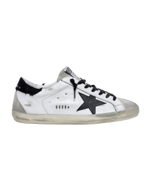 Men | Super-Star Sneakers White Leather with Black Distressed Canvas Heel Tab | White x Ice x Black