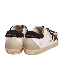 Men | Super-Star Sneakers White Leather with Black Distressed Canvas Heel Tab | White x Ice x Black