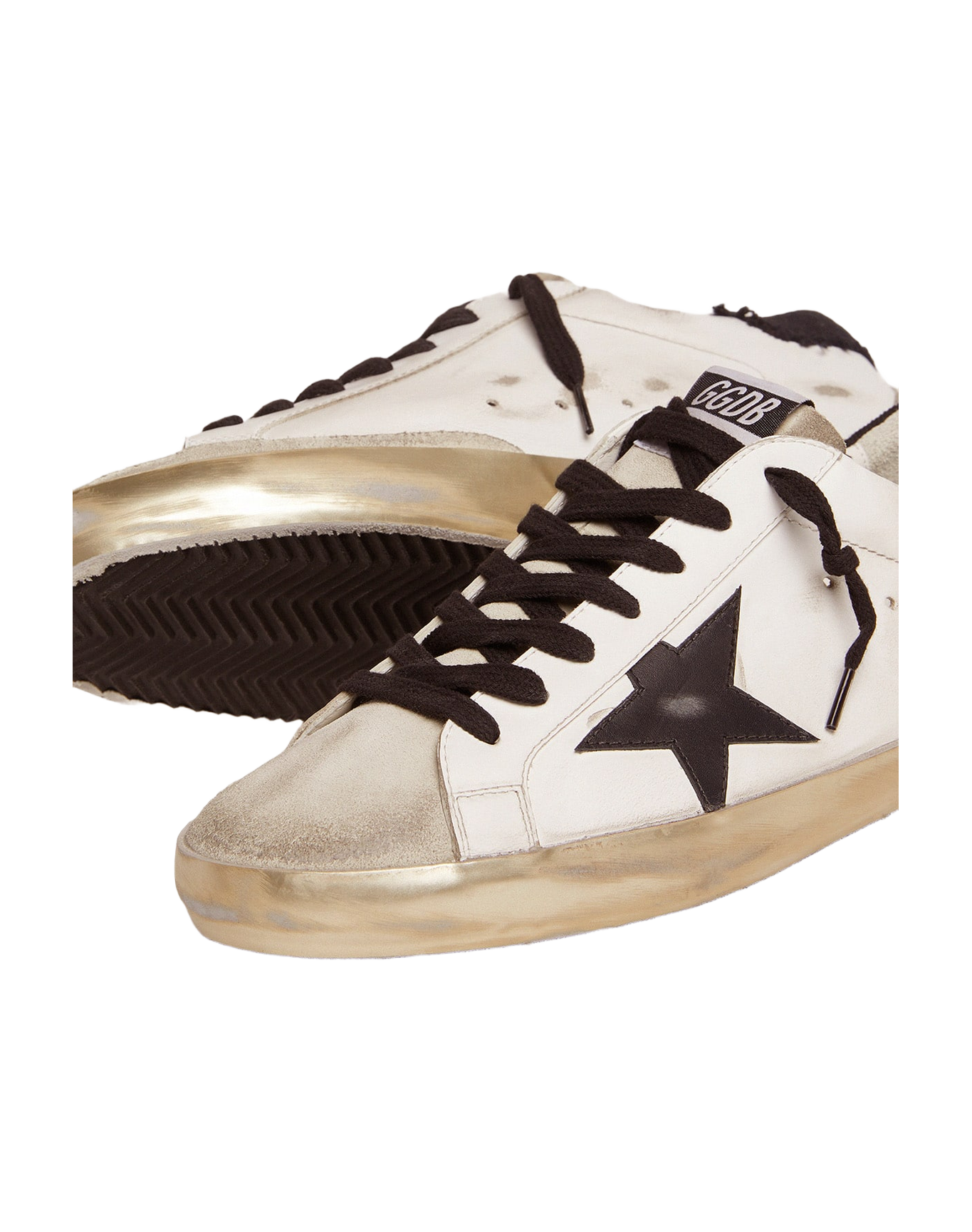 Men | Super-Star Sneakers White Leather with Black Distressed Canvas Heel Tab | White x Ice x Black