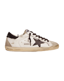 Men | Super-Star Sneakers White Leather with Black Distressed Canvas Heel Tab | White x Ice x Black