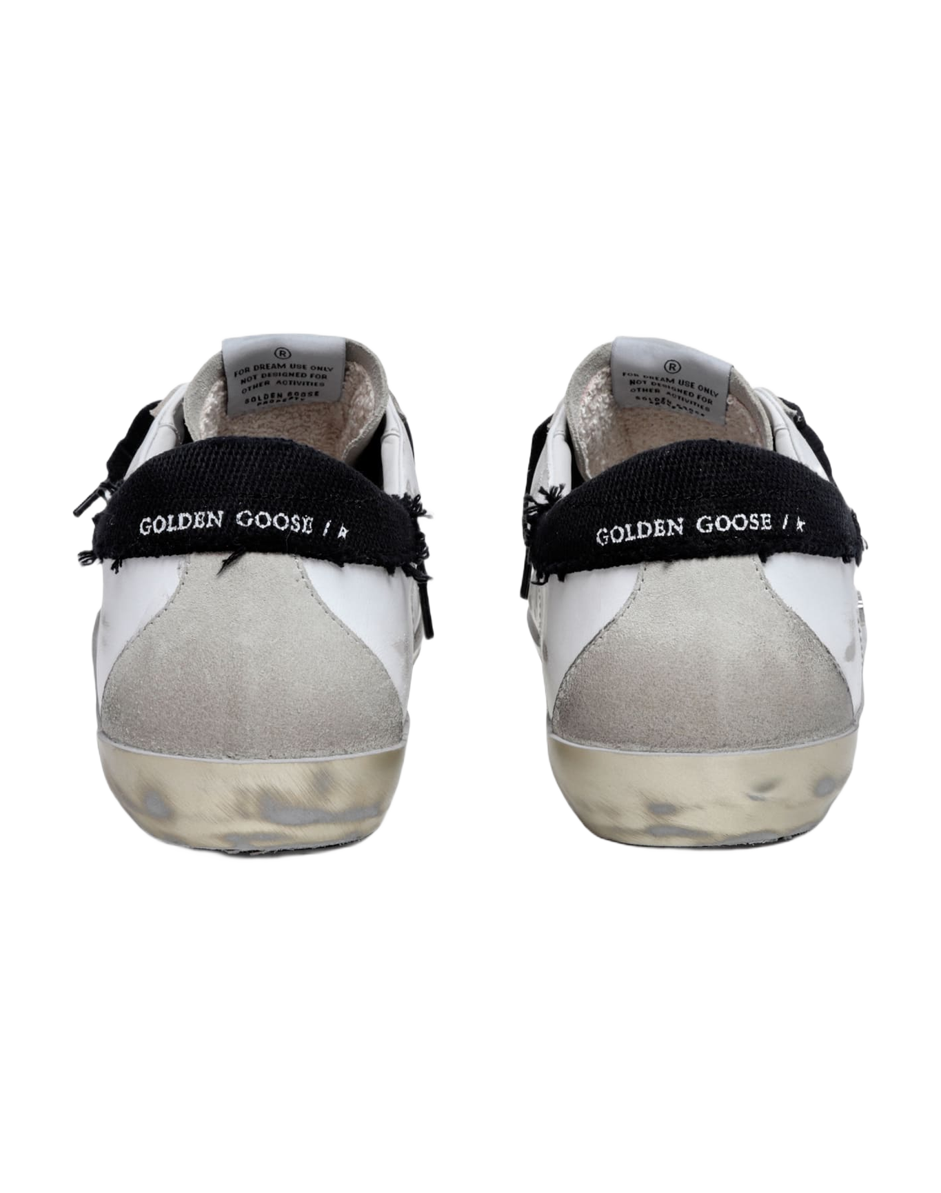 Men | Super-Star Sneakers White Leather with Black Distressed Canvas Heel Tab | White x Ice x Black