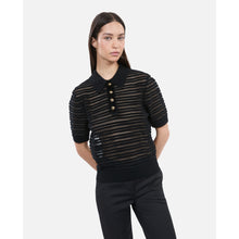 Mesh Polo T-Shirt | Women | Black