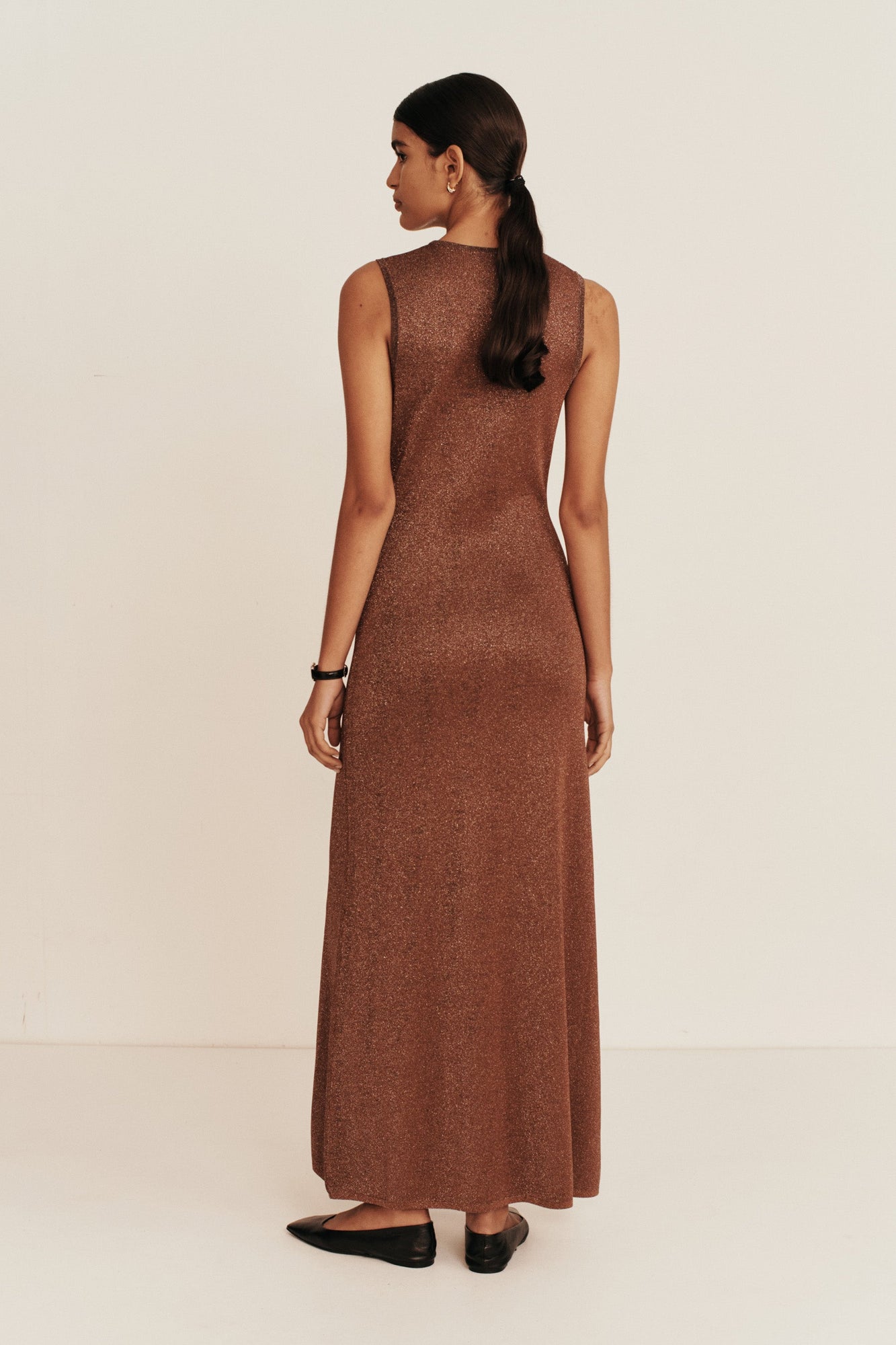 Metalica Knit Dress | Gold Caramello